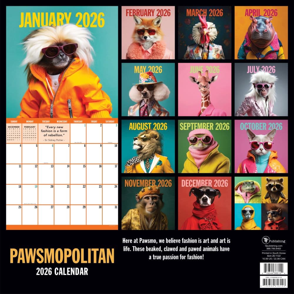 Pawsmopolitan 2026 Wall Calendar First Alternate Image