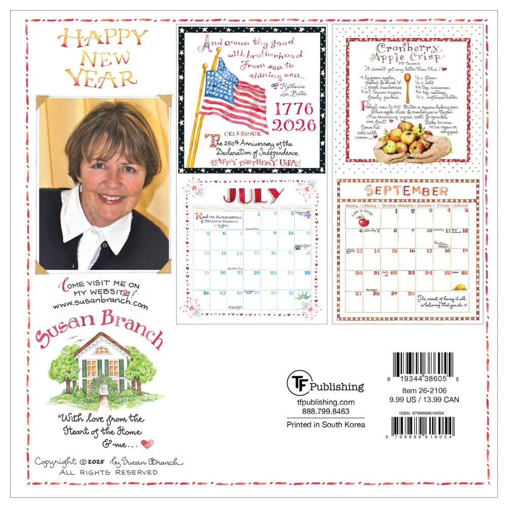 Susan Branch Heart of the Home 2026 Mini Wall Calendar First Alternate Image