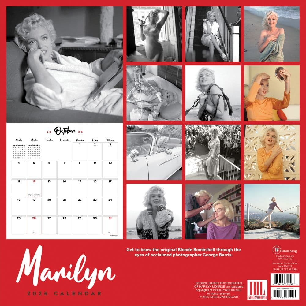 Marilyn Monroe 2026 Wall Calendar First Alternate Image