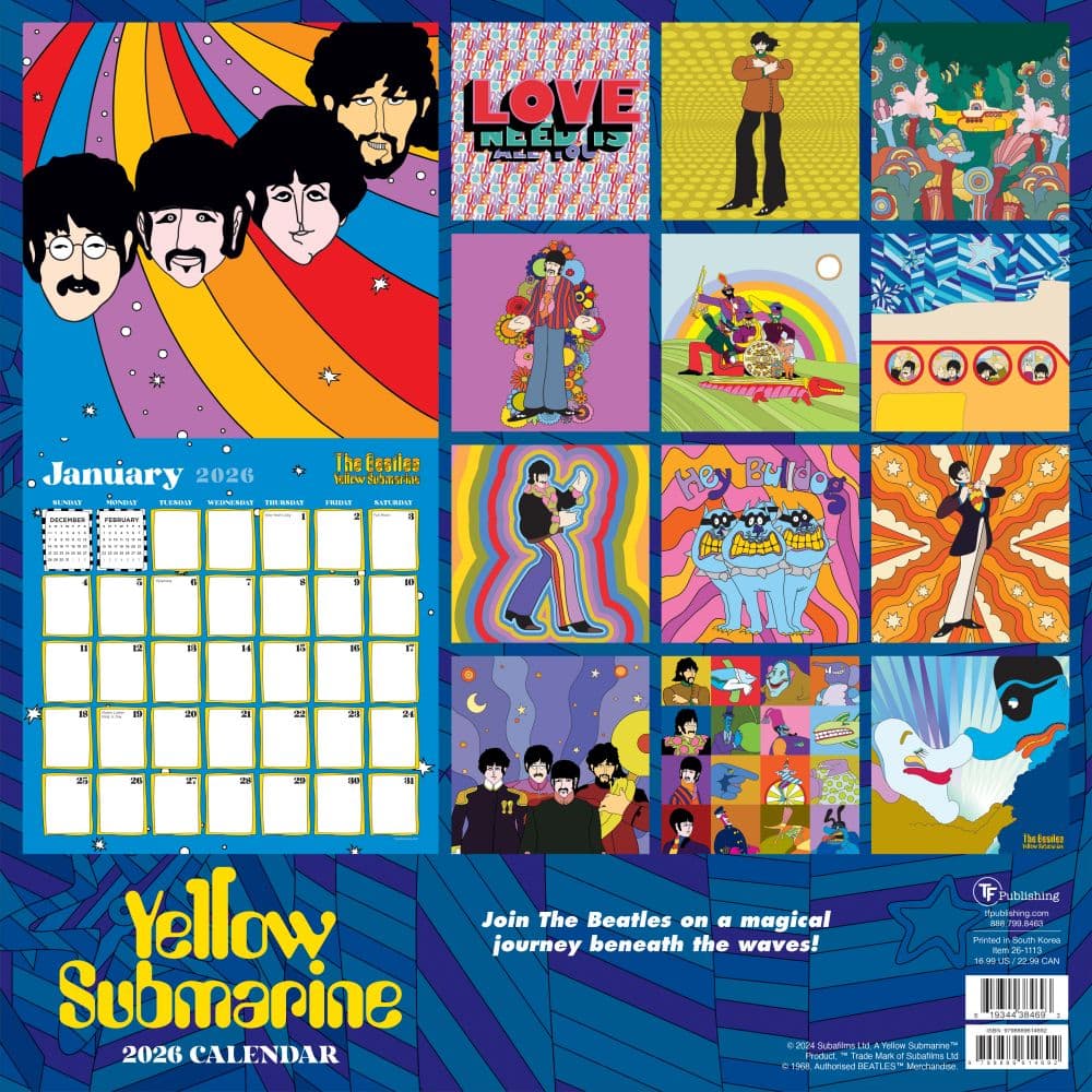 Beatles Yellow Submarine 2026 Wall Calendar First Alternate Image
