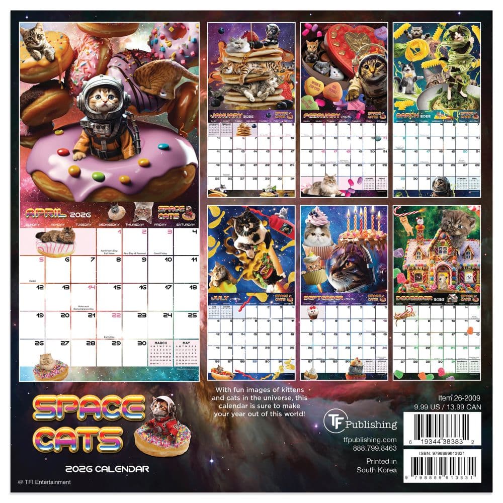 Space Cats 2026 Mini Wall Calendar First Alternate Image