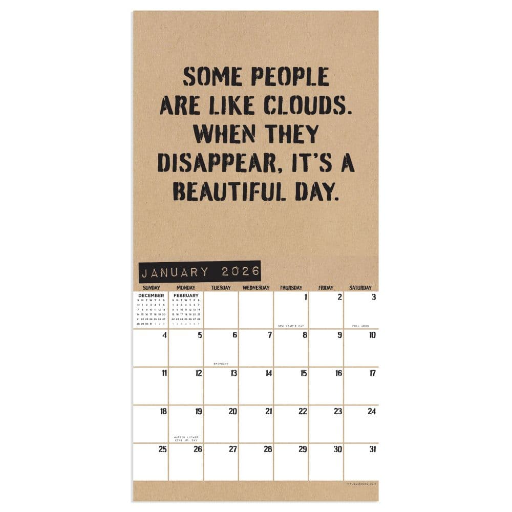 Anti Affirmations 2026 Mini Wall Calendar Second Alternate Image