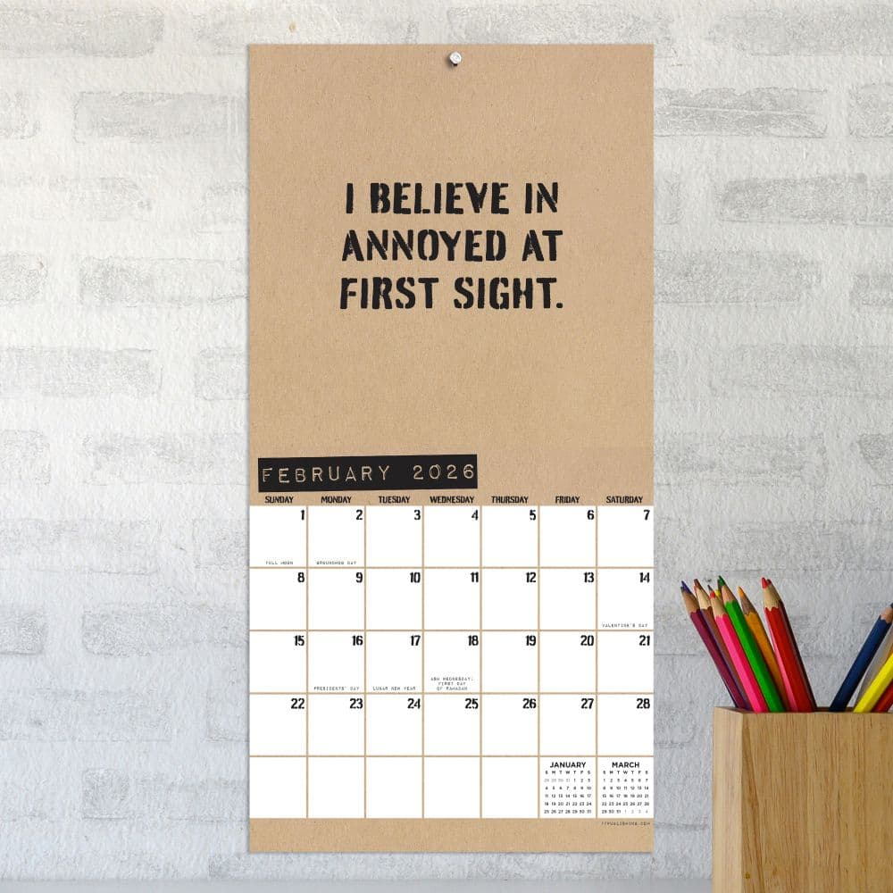 Anti Affirmations 2026 Mini Wall Calendar Third Alternate Image