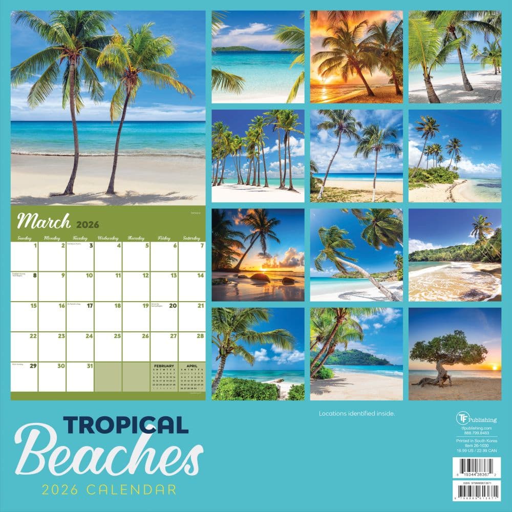 Tropical Beaches 2026 Wall Calendar First Alternate Image