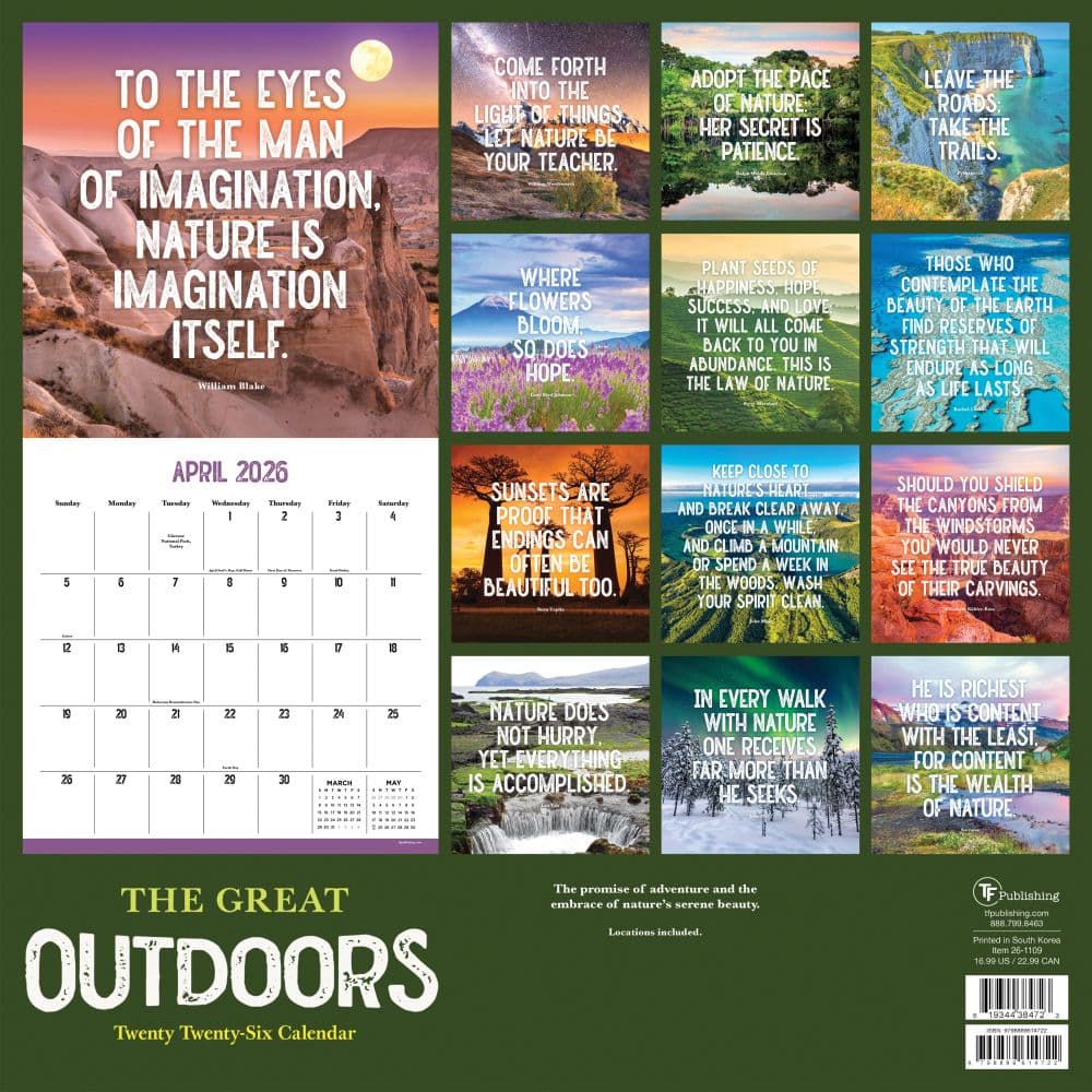 Great Outdoors 2026 Wall Calendar First Alternate Image