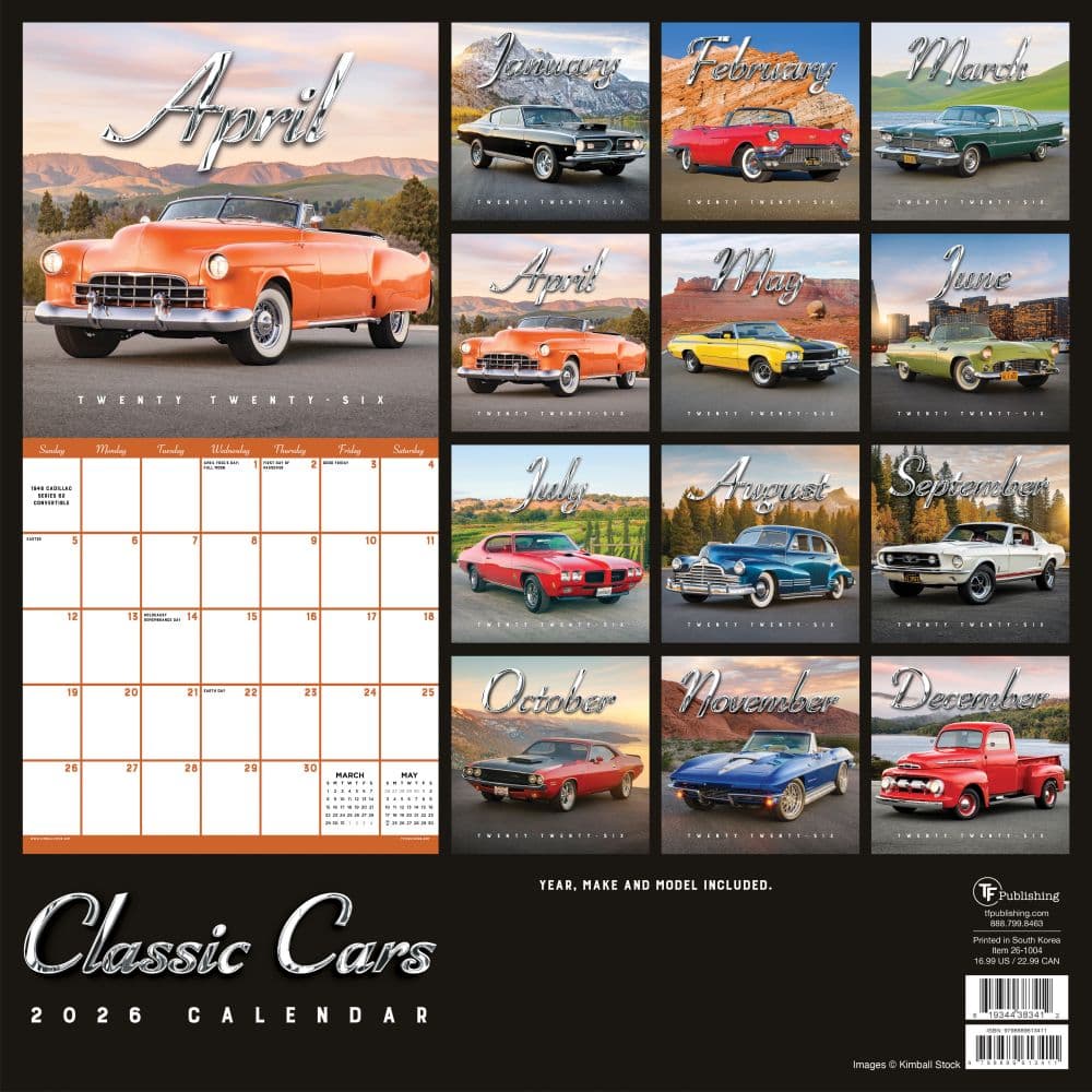 Classic Cars 2026 Wall Calendar First Alternate Image