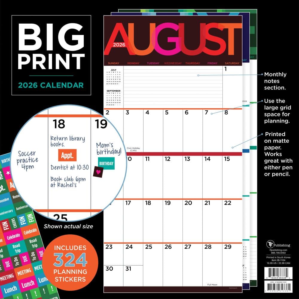Big Print 2026 Wall Calendar First Alternate Image