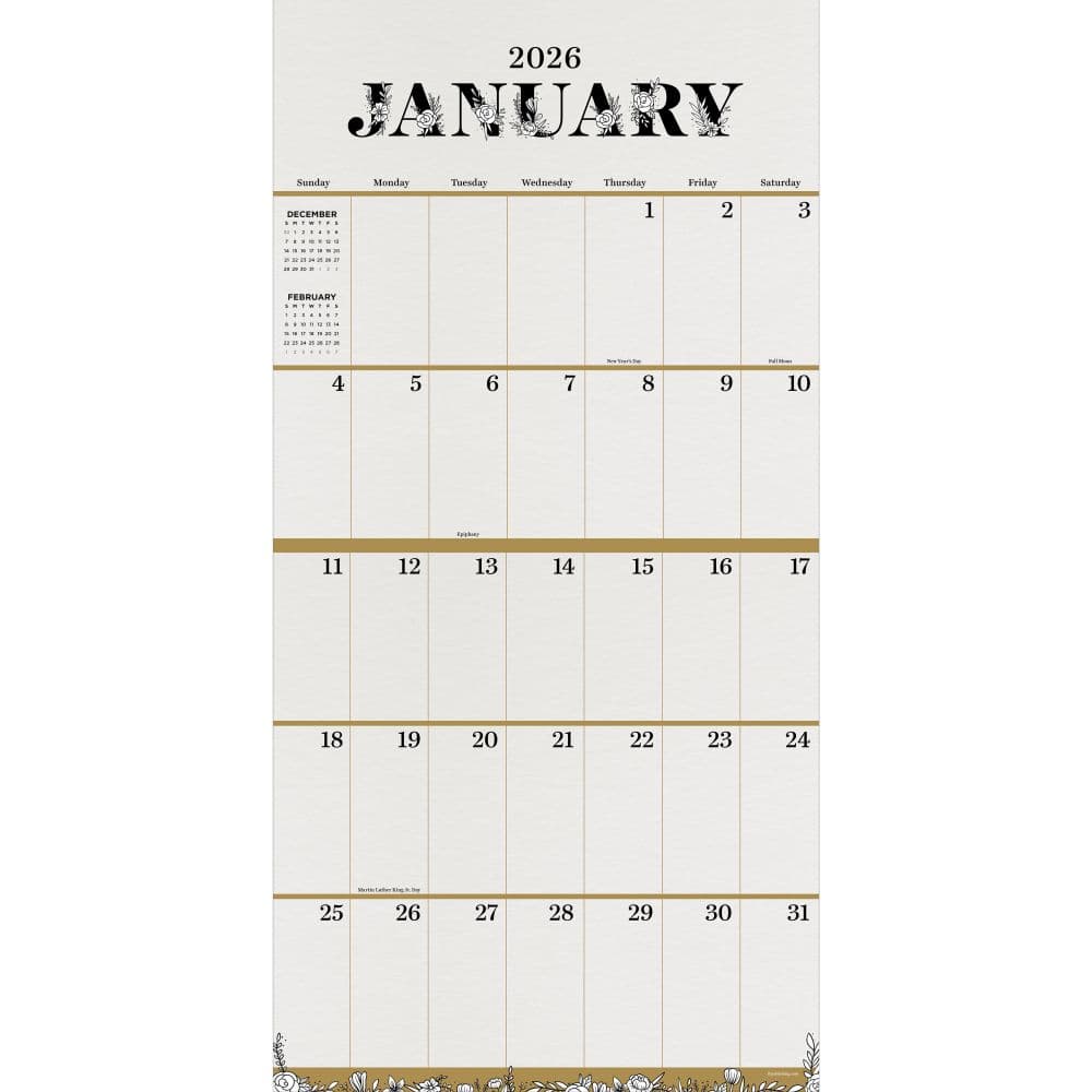Big Grid Floral 2026 Wall Calendar Second Alternate Image