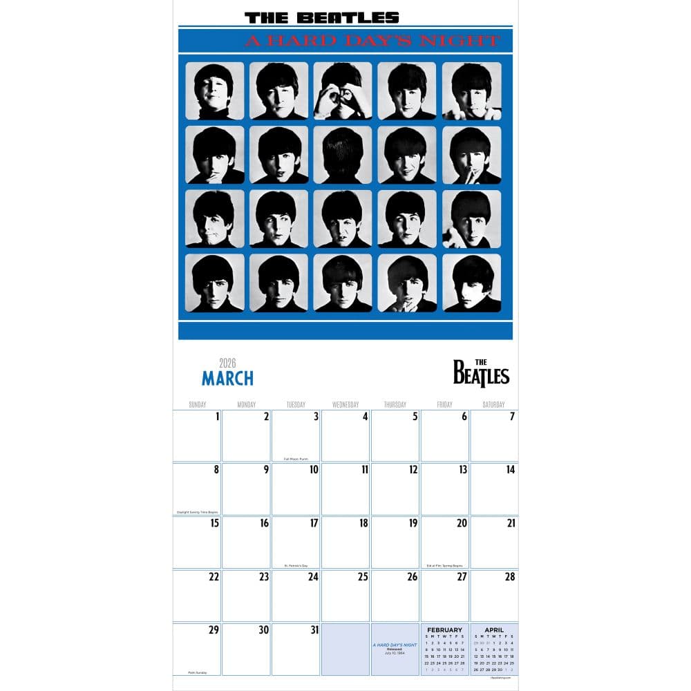 Beatles 2026 Wall Calendar Second Alternate Image