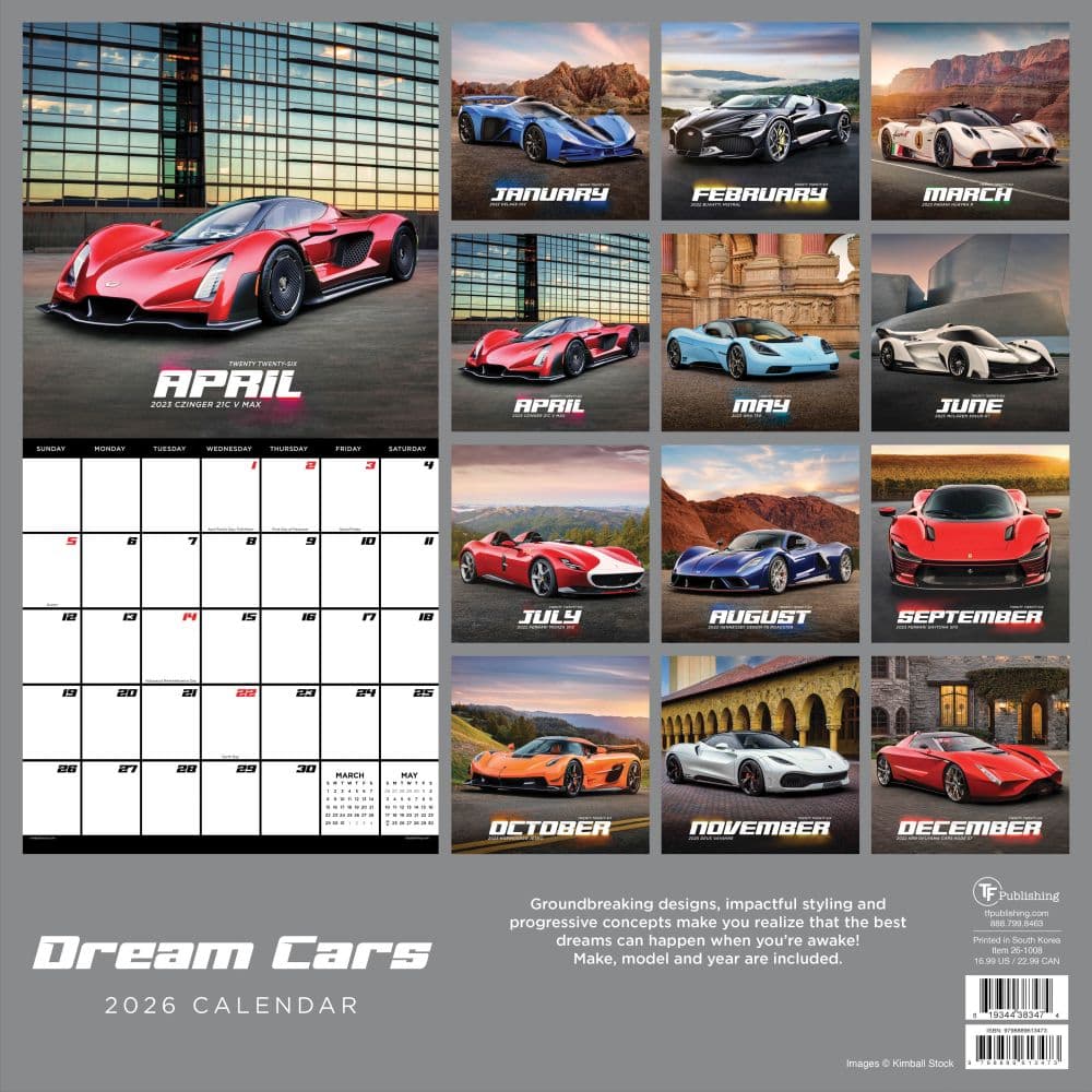 Dream Cars 2026 Wall Calendar First Alternate Image
