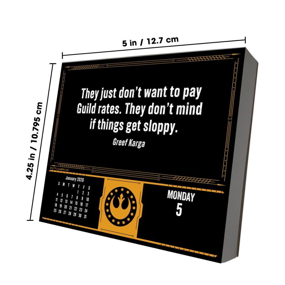 Star Wars Mandalorian The Child 2026 Desk Calendar Ninth Alternate Image