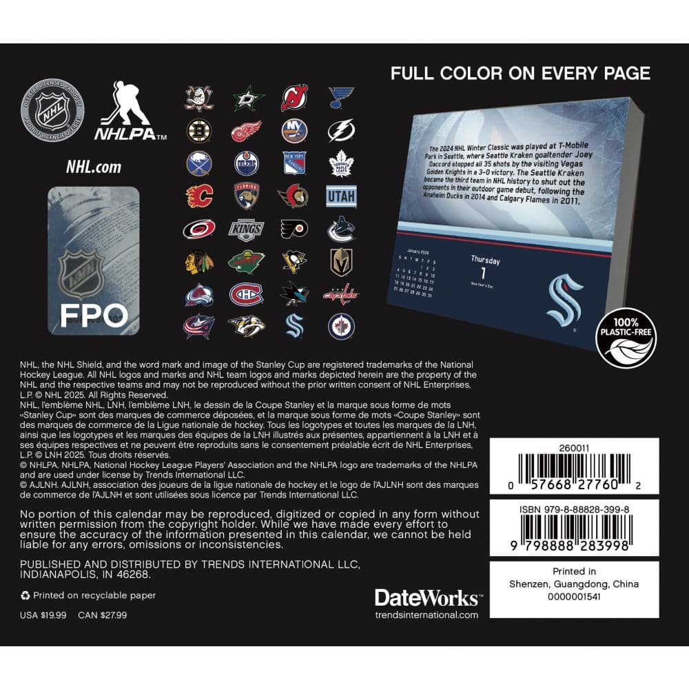 NHL 2026 Desk Calendar First Alternate Image