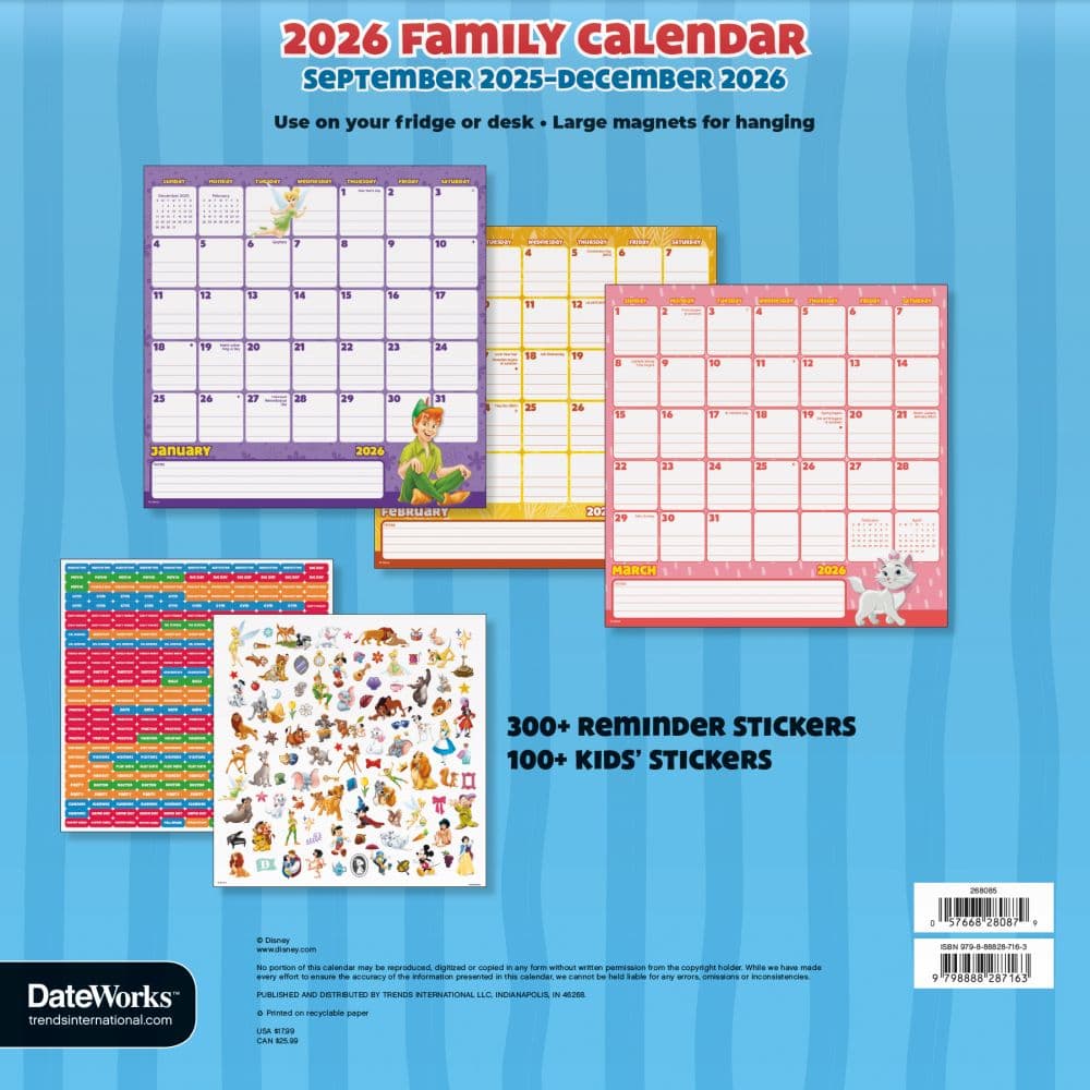 Disney Classic 2026 Magnetic Calendar Fourth Alternate Image