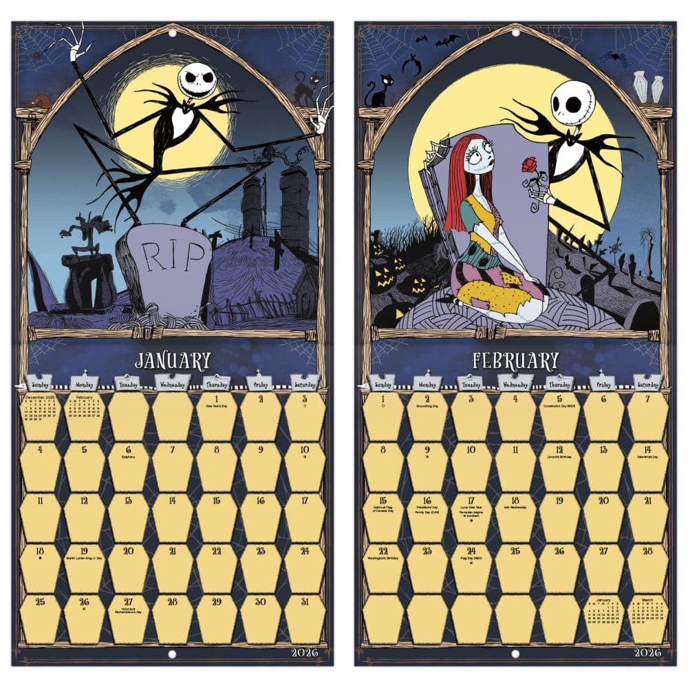 Nightmare Before Xmas 2026 Mini Wall Calendar Fifth Alternate Image