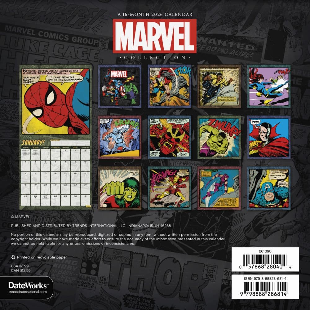 Marvel Comics 2026 Mini Wall Calendar First Alternate Image