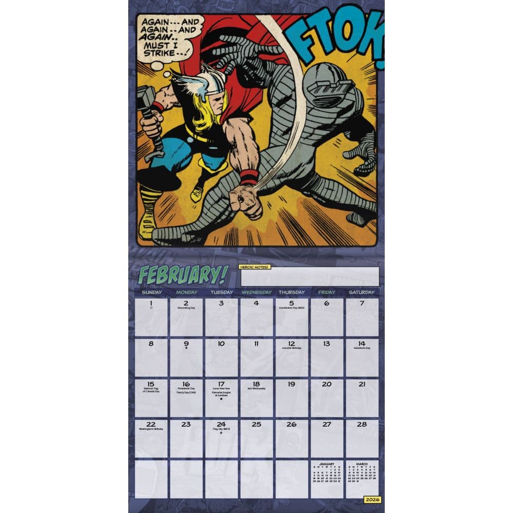 Marvel Comics 2026 Mini Wall Calendar Third Alternate Image