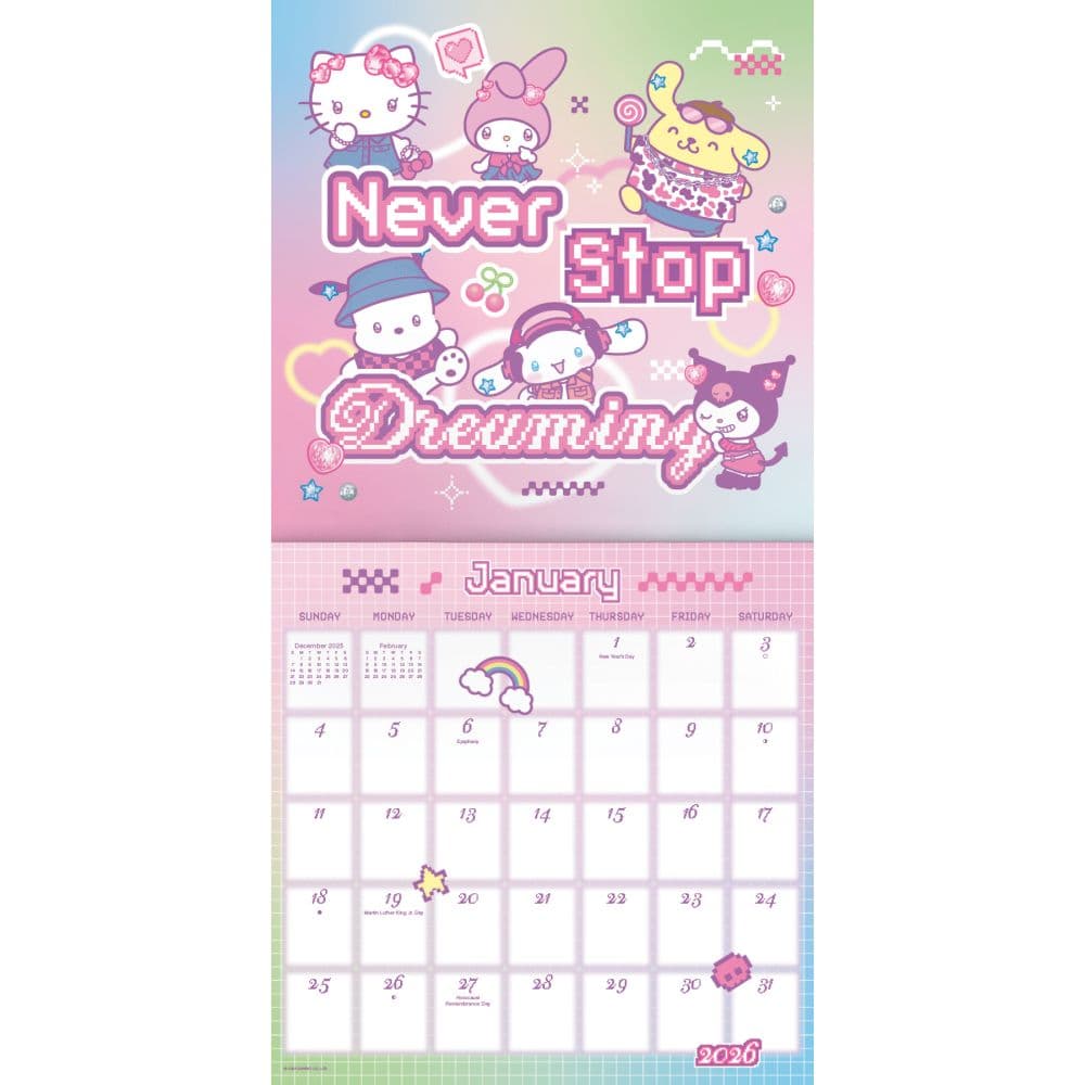 Hello Kitty 2026 Mini Wall Calendar Second Alternate Image