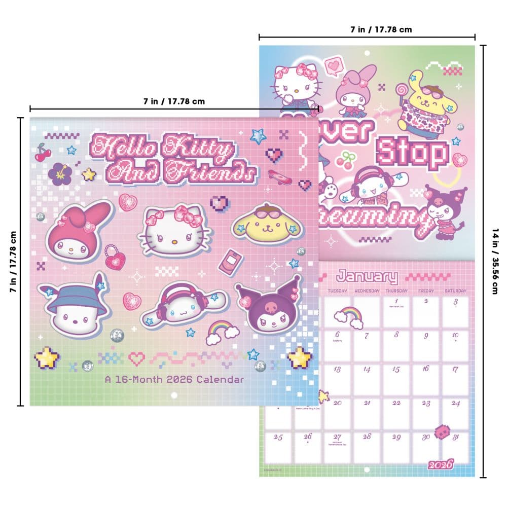 Hello Kitty 2026 Mini Wall Calendar Sixth Alternate Image