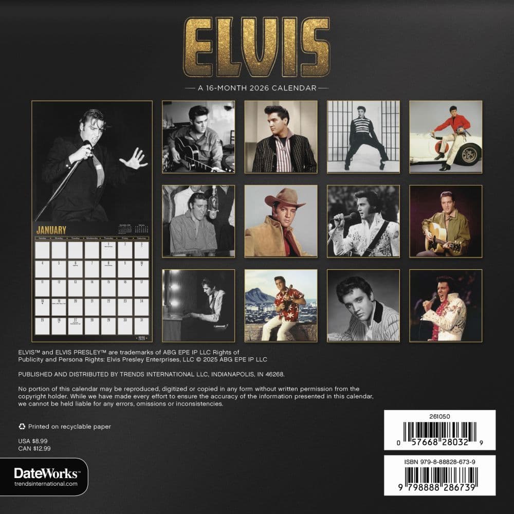 Elvis 2026 Mini Wall Calendar First Alternate Image