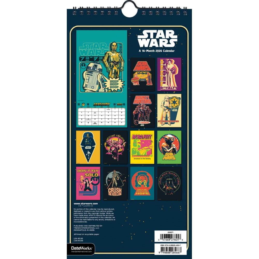 Star Wars 2026 Slim Poster Wall 2026 Calendar First Alternate Image