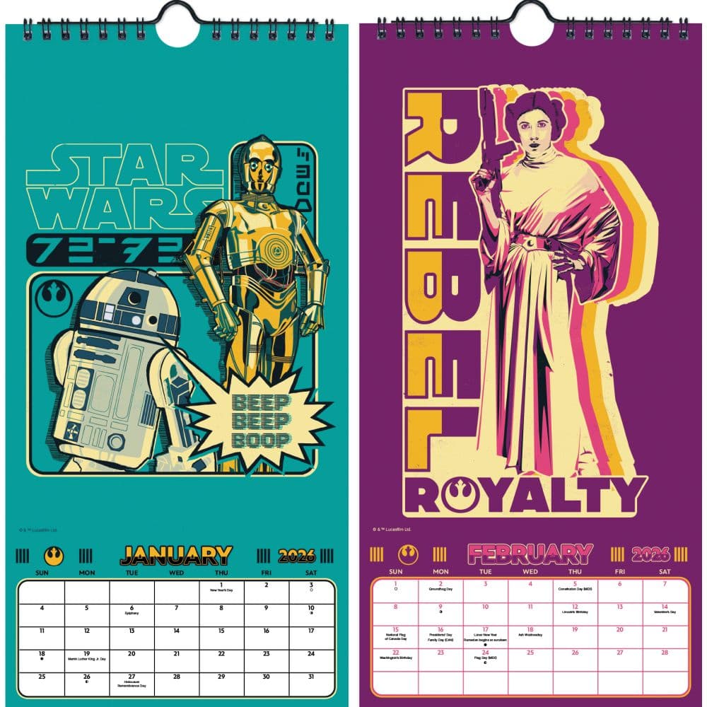 Star Wars 2026 Deluxe Calendar - 7x7 Inch Mini Calendar With 100+ Reminder Stickers