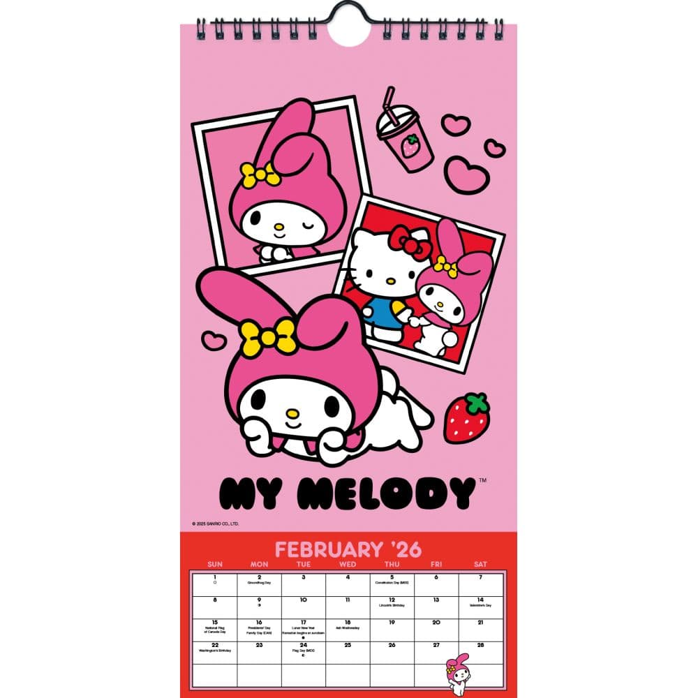 Hello Kitty and Friends 2026 Vertical Wall Calendar, 7'' X 7'', 16-Month Calendar with Stapled Binding