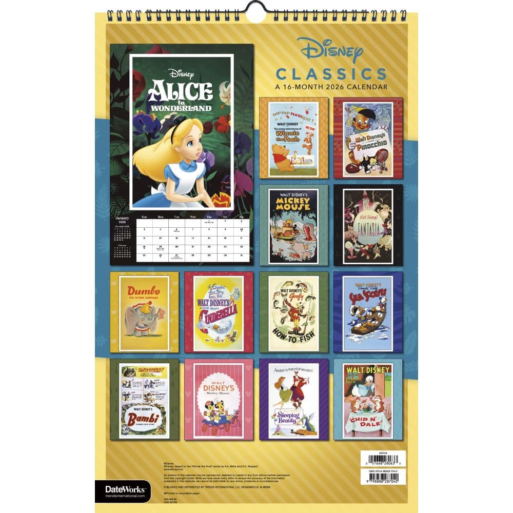 Disney Classic Poster 2026 Wall Calendar First Alternate Image