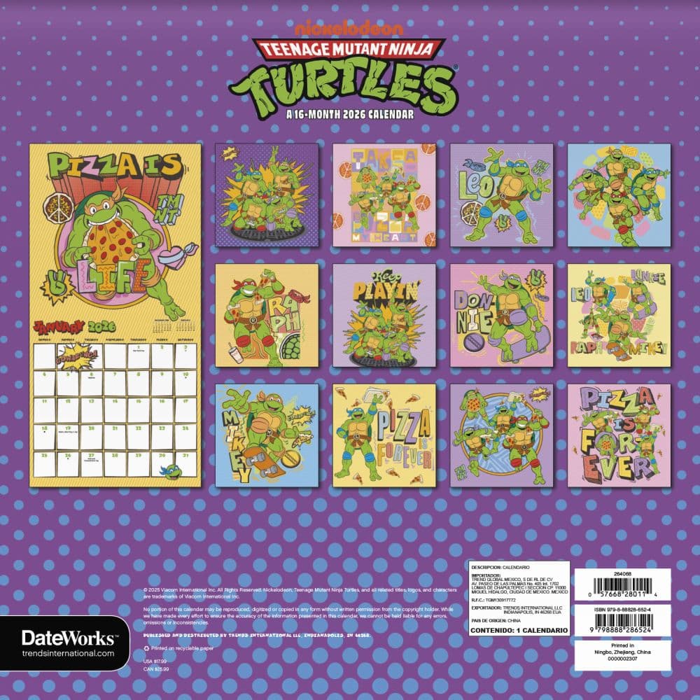 Teenage Mutant Ninja Turtles Mayhem 2026 Wall Calendar First Alternate Image