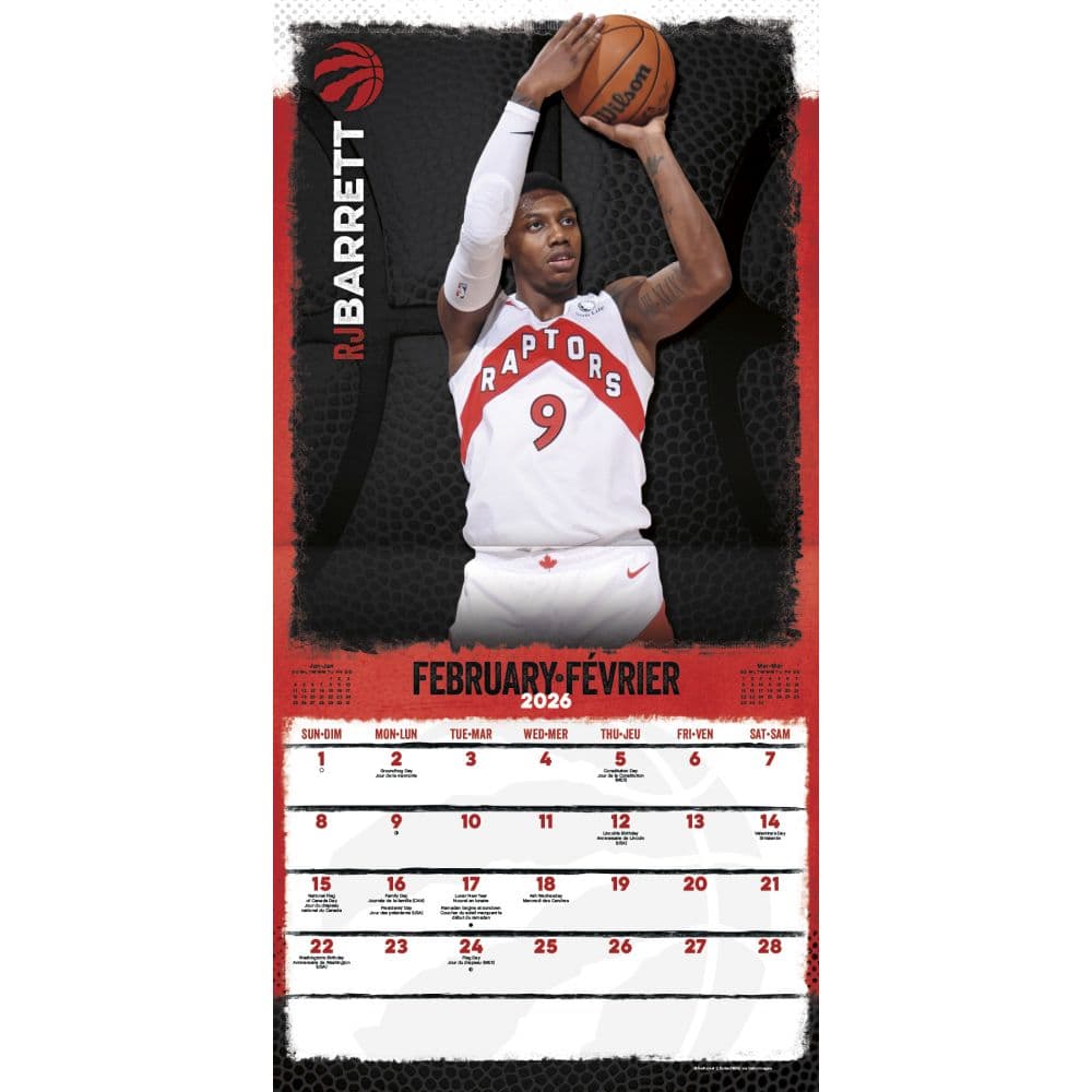 NBA Toronto Raptors 2026 Wall Calendar Third Alternate Image