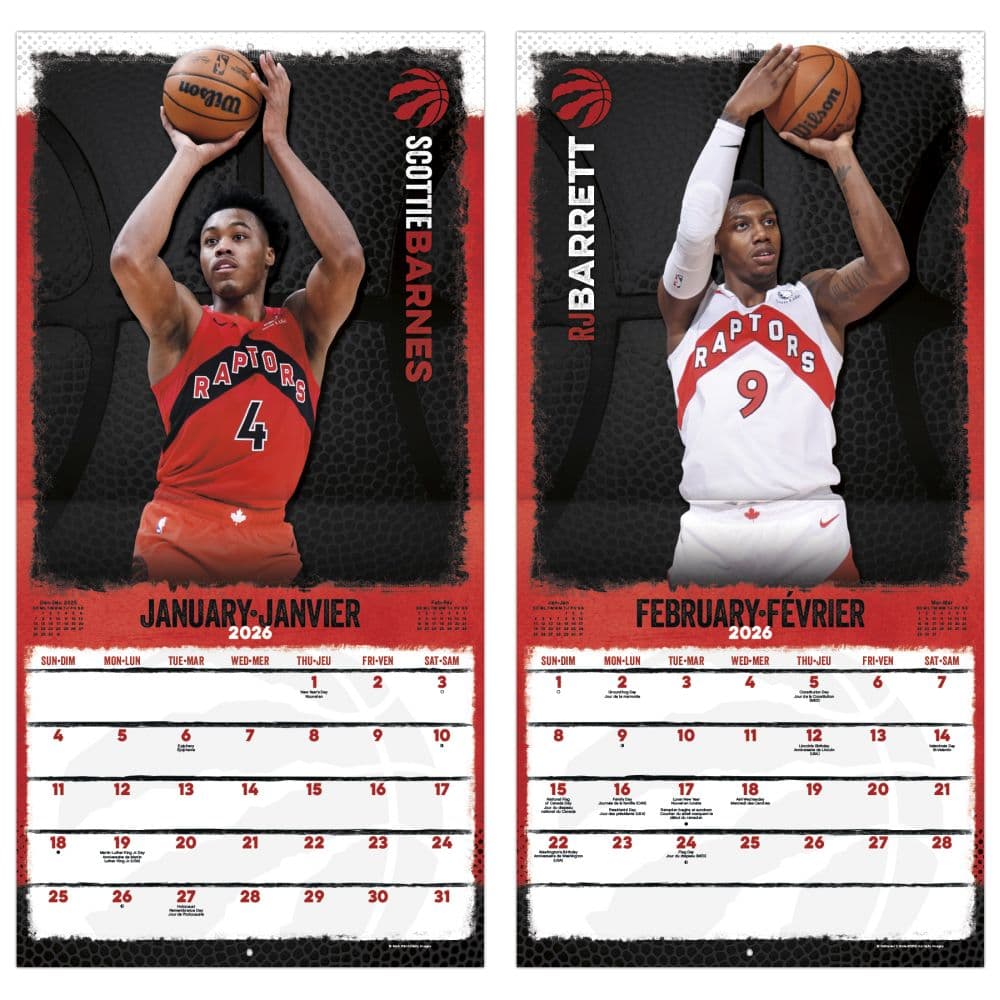 NBA Toronto Raptors 2026 Wall Calendar Fifth Alternate Image