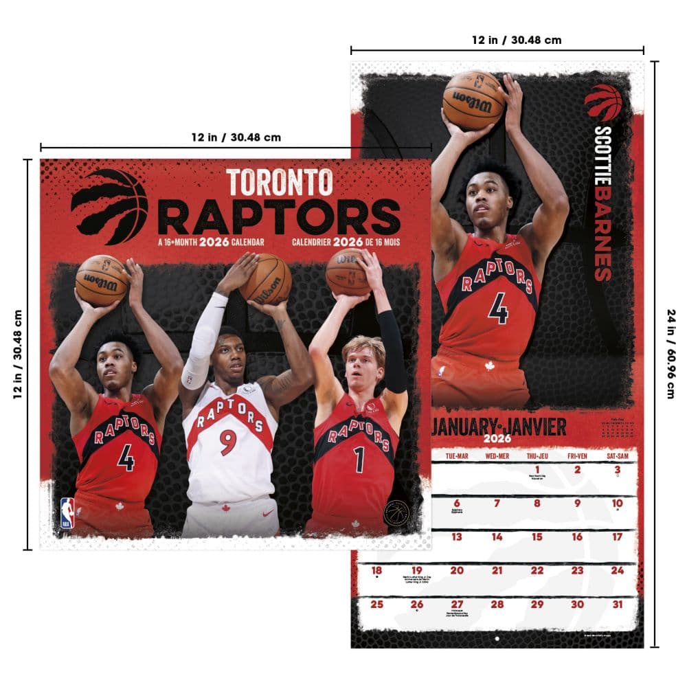 NBA Toronto Raptors 2026 Wall Calendar Sixth Alternate Image