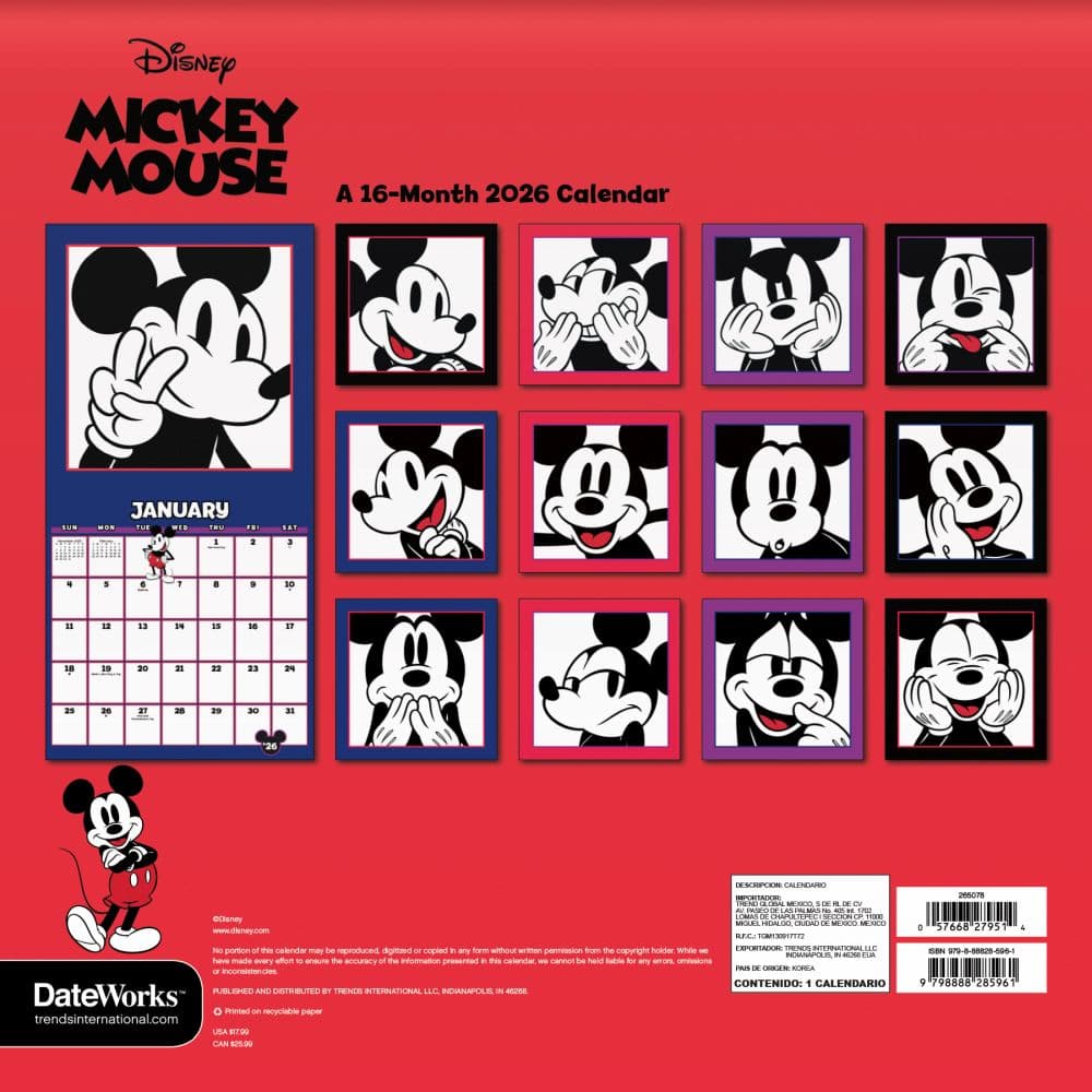 Mickey Mouse 2026 Wall Calendar First Alternate Image