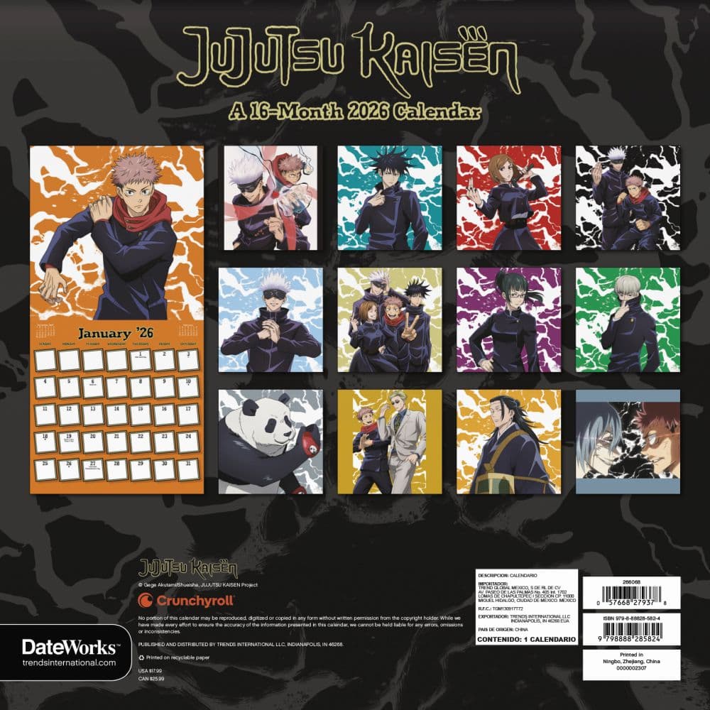 Jujutsu Kaisen 2026 Wall Calendar First Alternate Image