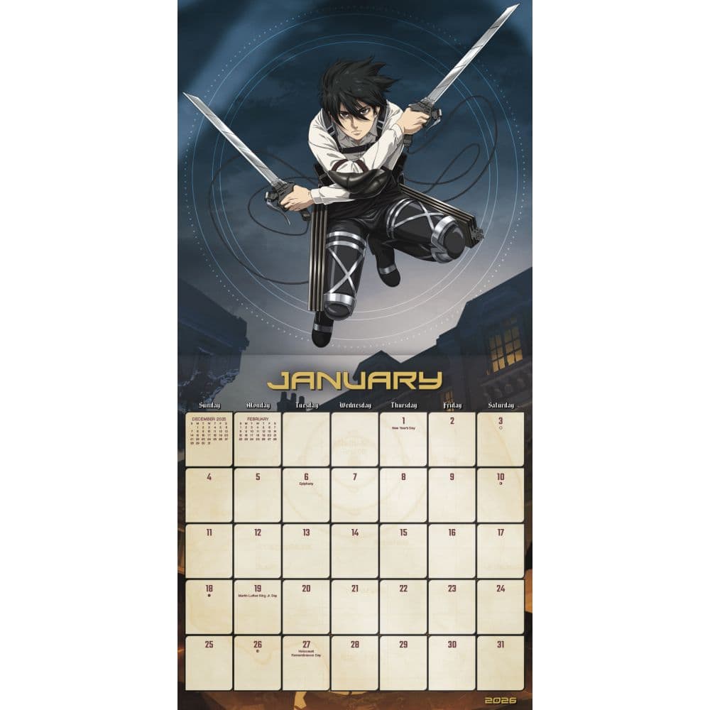 Attack on Titan 2026 Wall Calendar Second Alternate Image