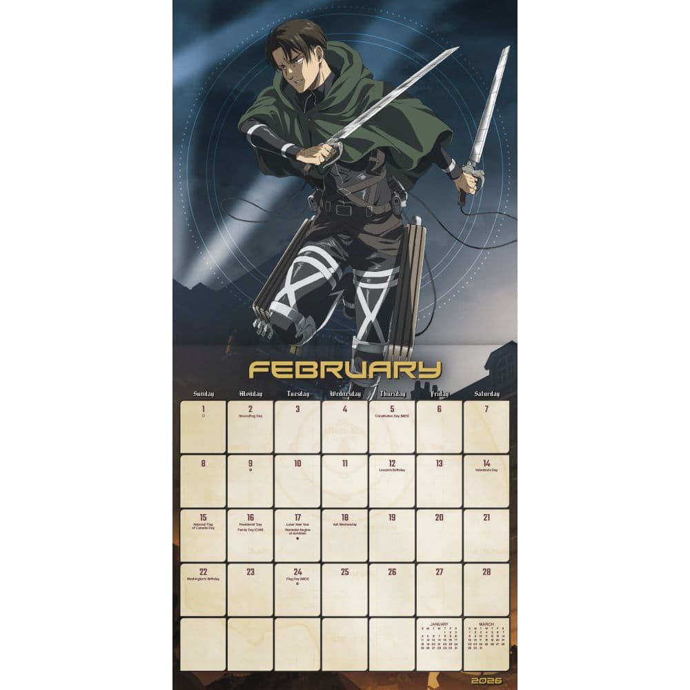 Attack on Titan 2026 Wall Calendar Third Alternate Image