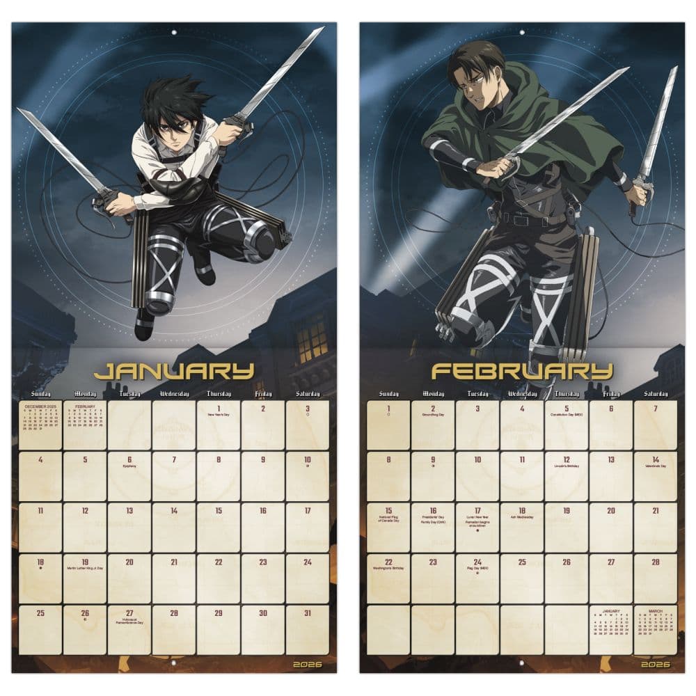 Attack on Titan 2026 Wall Calendar Fifth Alternate Image