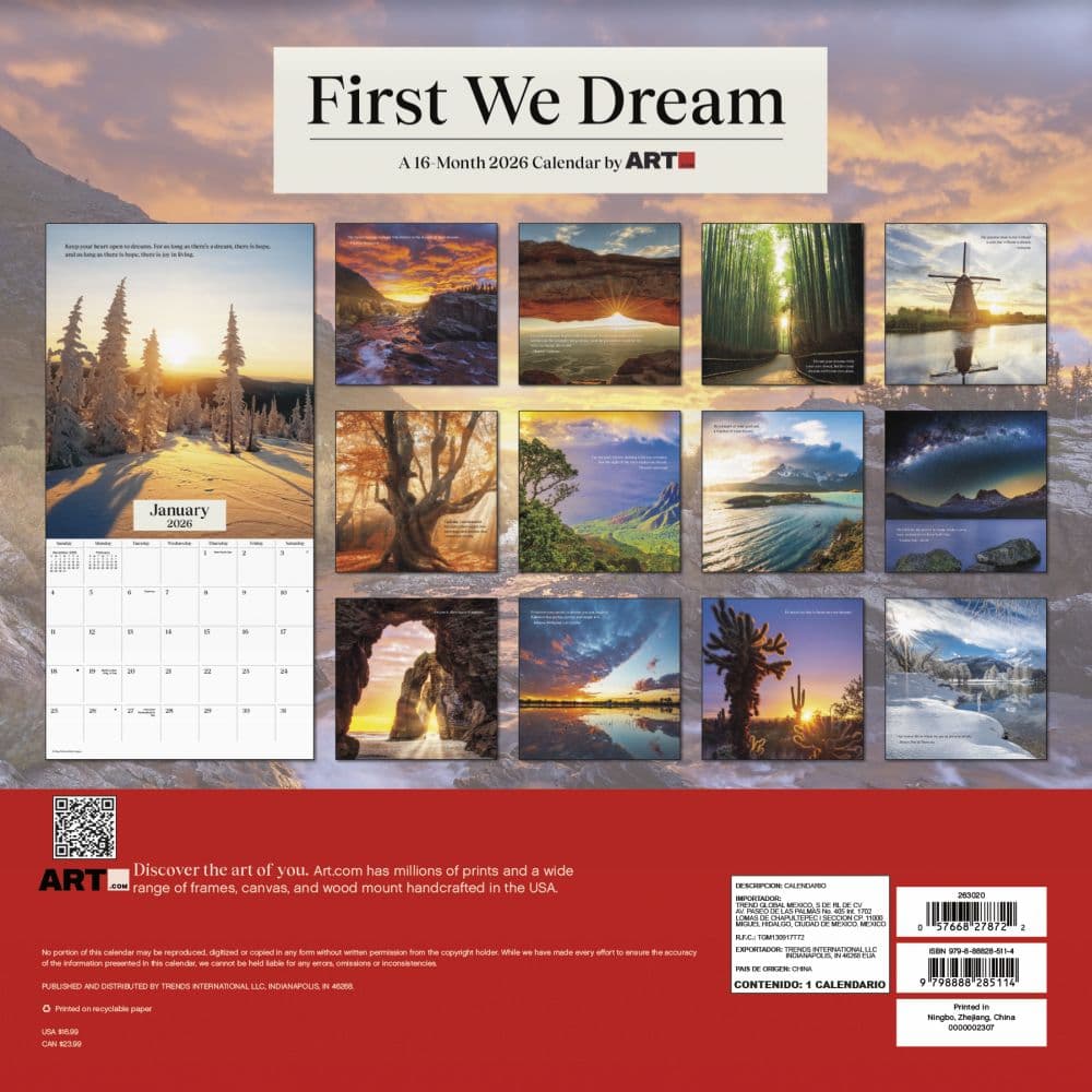 First We Dream 2026 Wall Calendar First Alternate Image