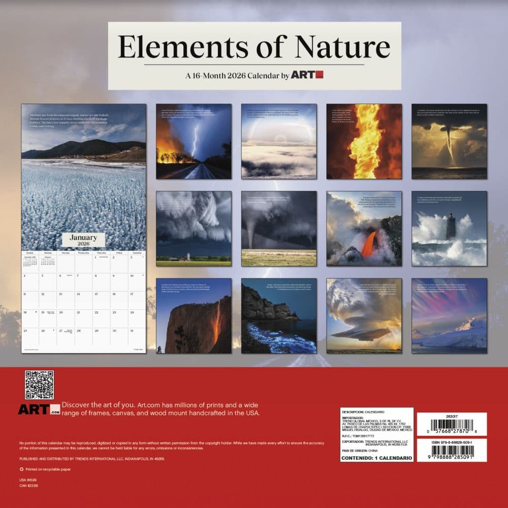 Elements Of Nature 2026 Wall Calendar First Alternate Image