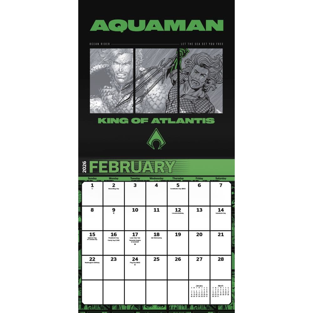 Justice League Classic 2026 Wall Calendar Third Alternate Image