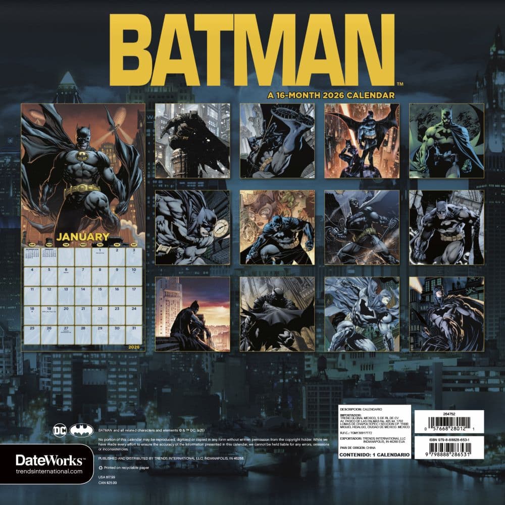 Batman 2026 Wall Calendar First Alternate Image