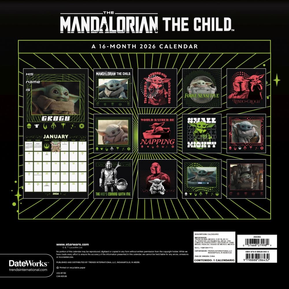 Mandalorian Star Wars 2026 Wall Calendar First Alternate Image