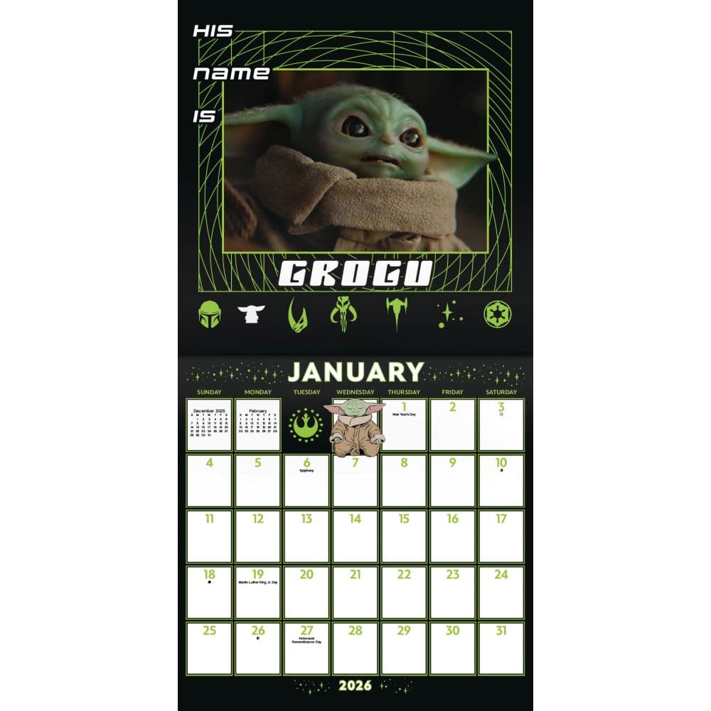 Mandalorian Star Wars 2026 Wall Calendar Second Alternate Image