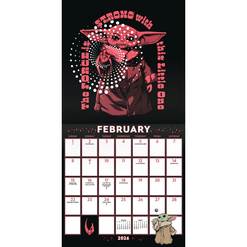 Mandalorian Star Wars 2026 Wall Calendar Third Alternate Image