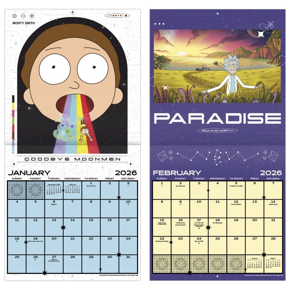 Rick and Morty 2026 Wall Calendar Fourth Alternate Image