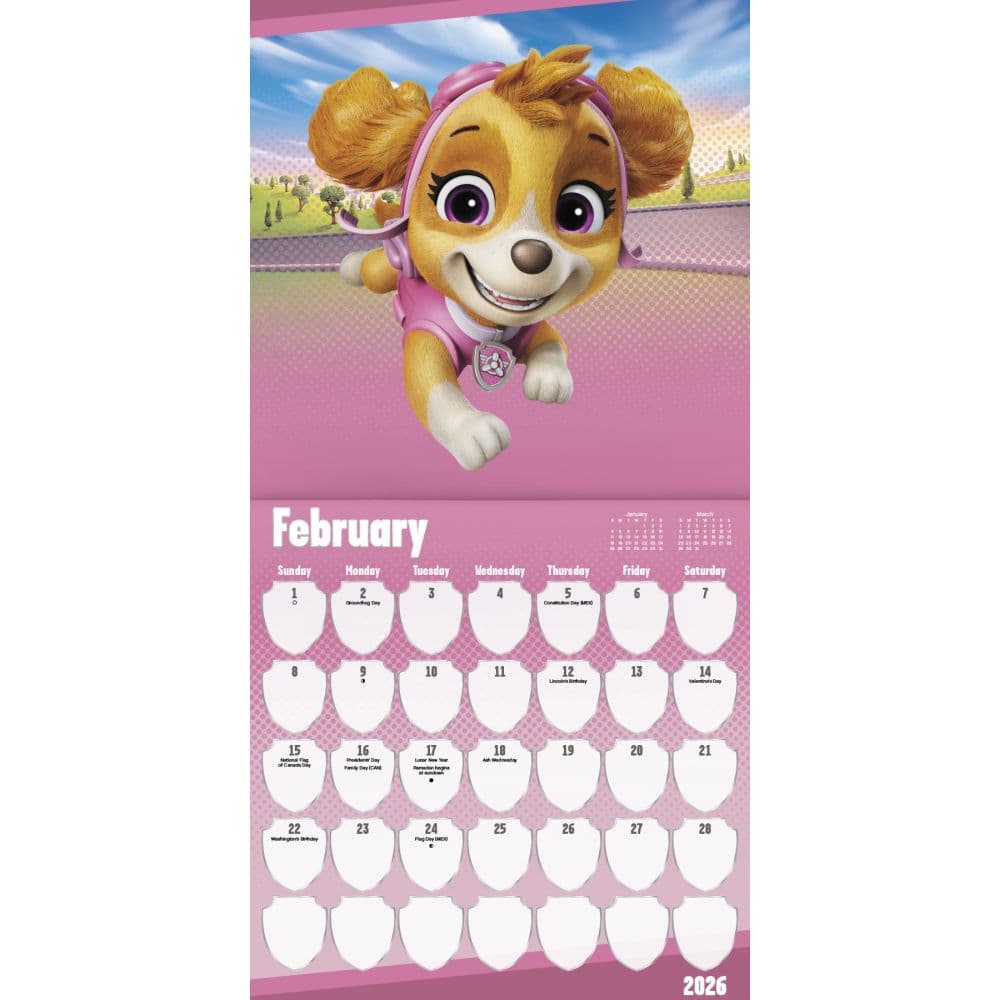 Paw Patrol 2026 Wall Calendar Third Alternate Image