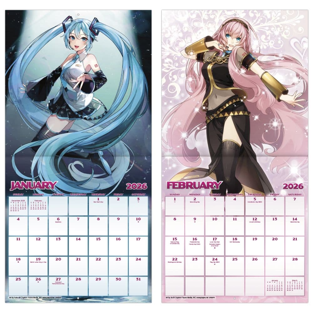 Miku　本日のみ Hatsune Miku 2026 Wall Calendar - Calendars.com
