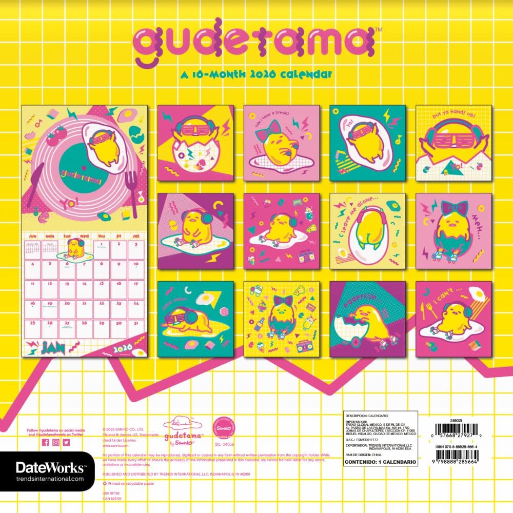 Gudetama 2026 Wall Calendar First Alternate Image