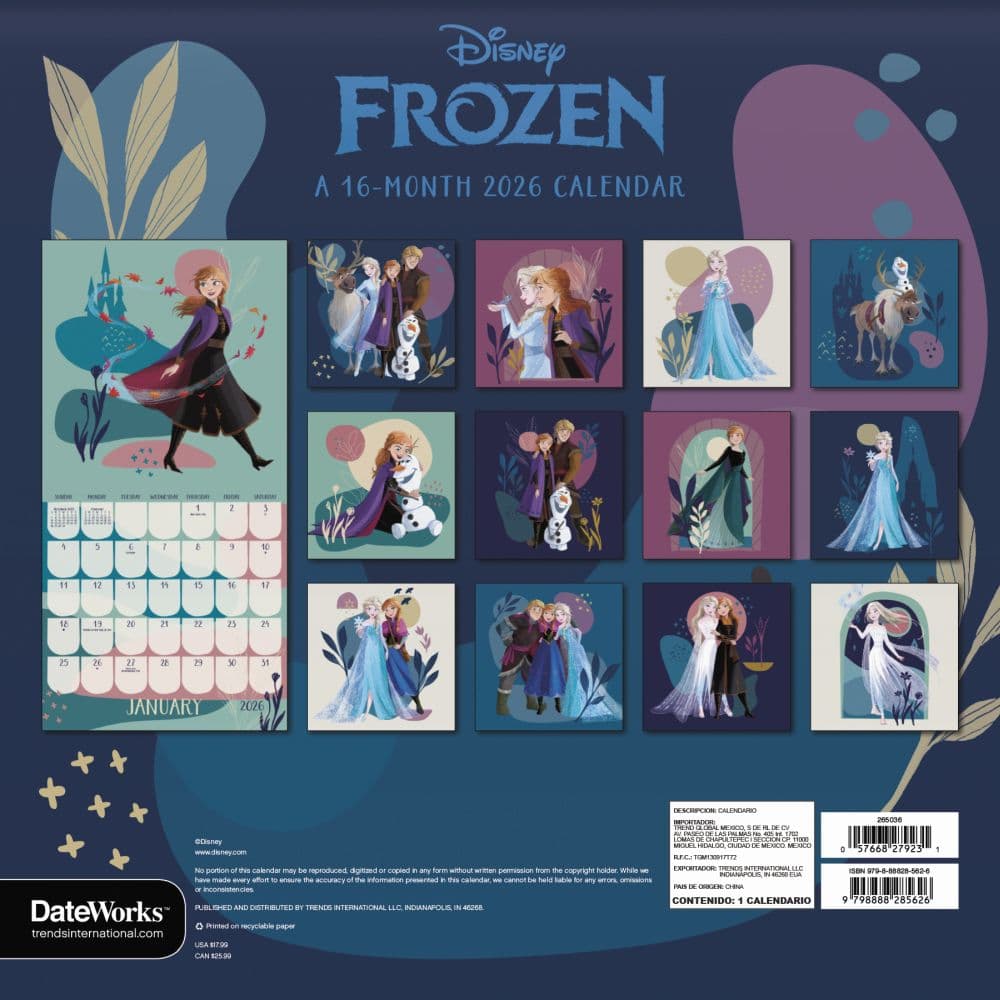 Disney Frozen 2026 Wall Calendar First Alternate Image