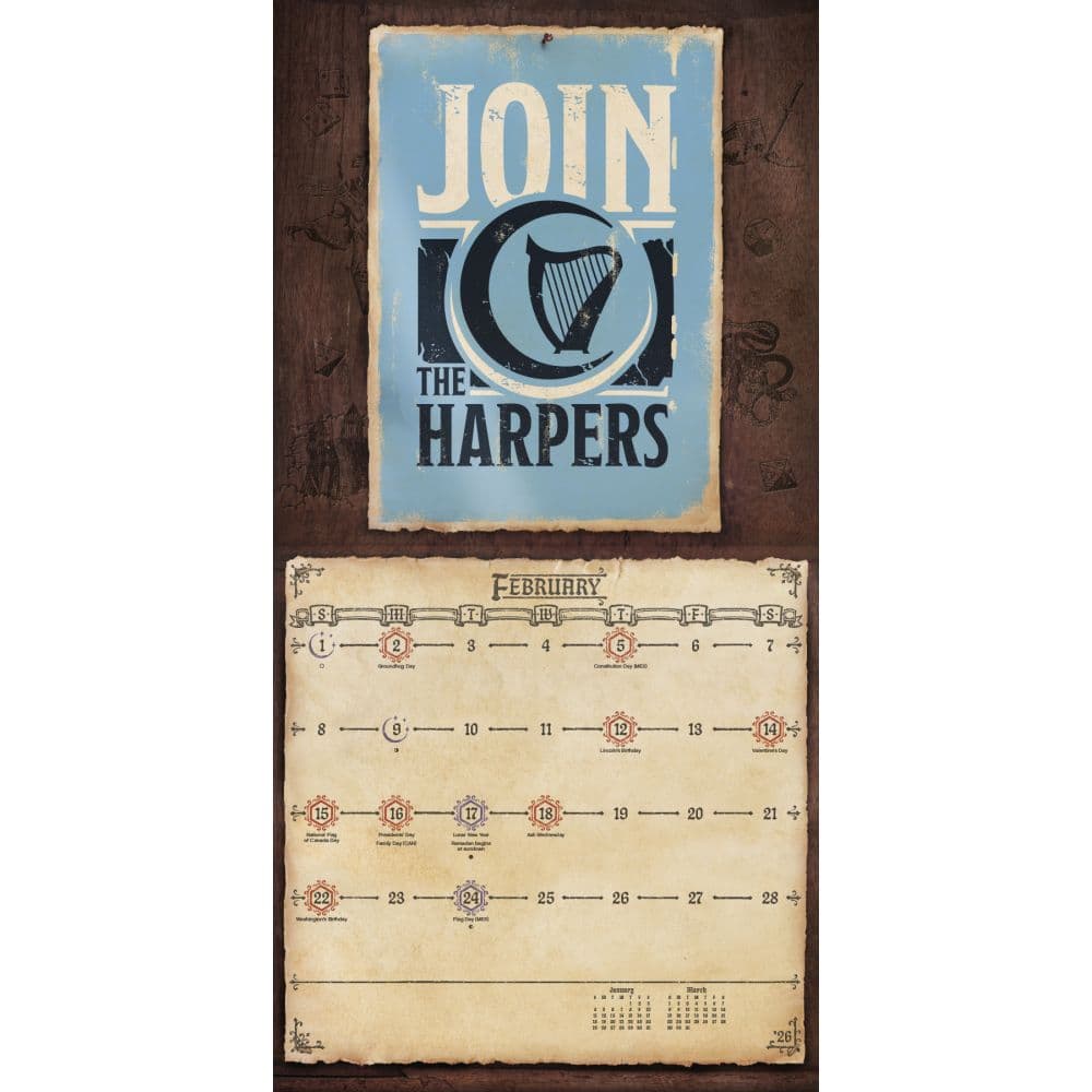Dungeons and Dragons Classic 2026 Wall Calendar Third Alternate Image