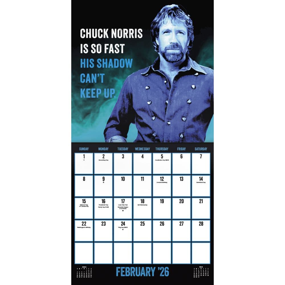 Chuck Norris 2026 Wall Calendar Third Alternate Image